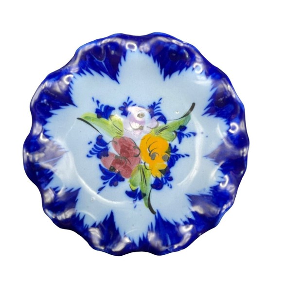 Vestal Alcobaca Portugal Two (2) Tier Trinket Dish #520 Hand Painted Signed - Picture 7 of 12